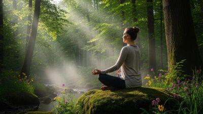 Person meditating in nature, symbolizing the mind-body connection and mindfulness practices